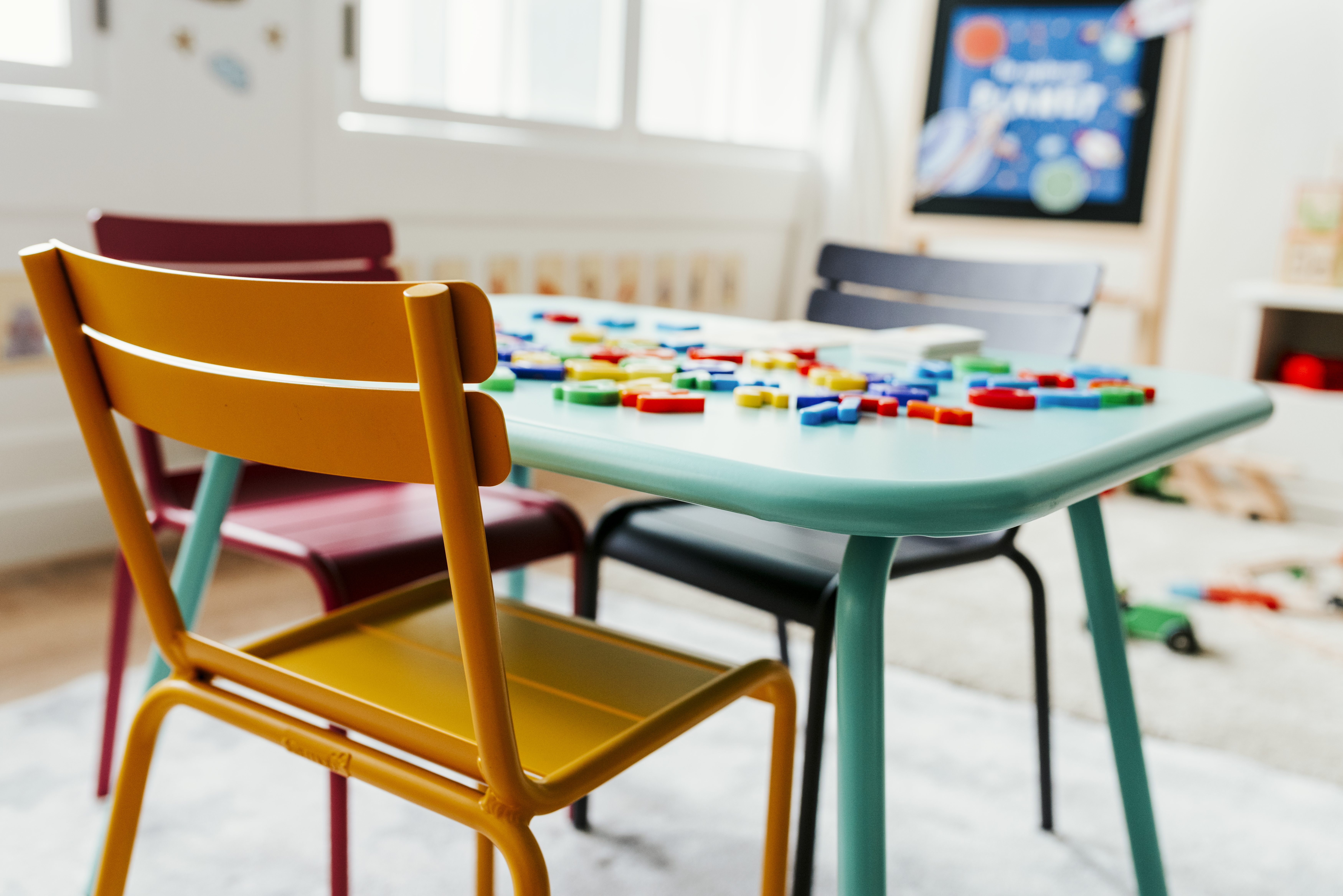 Interior design of a kindergarten classroom
